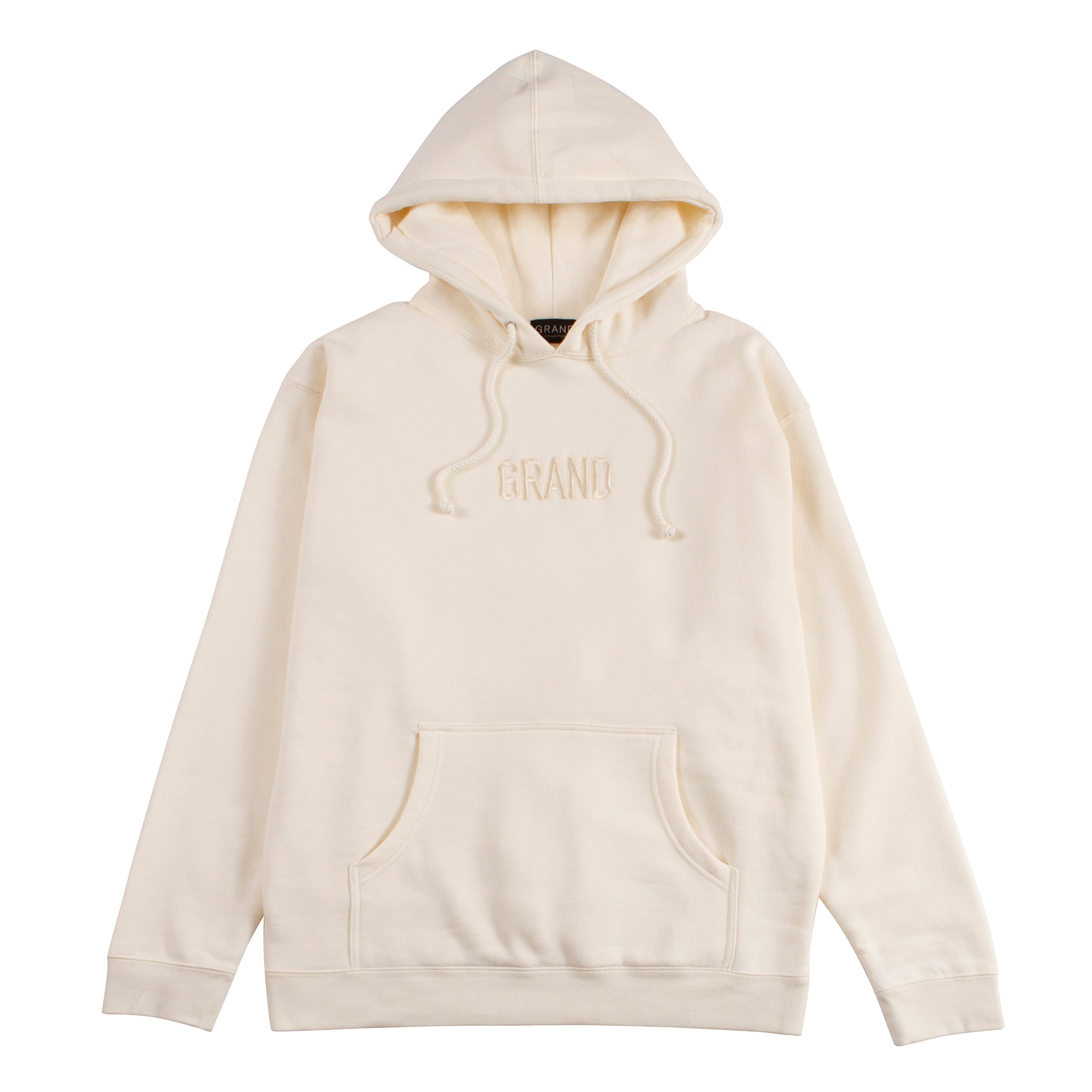 Tonal Embroidered Hoodie Cream