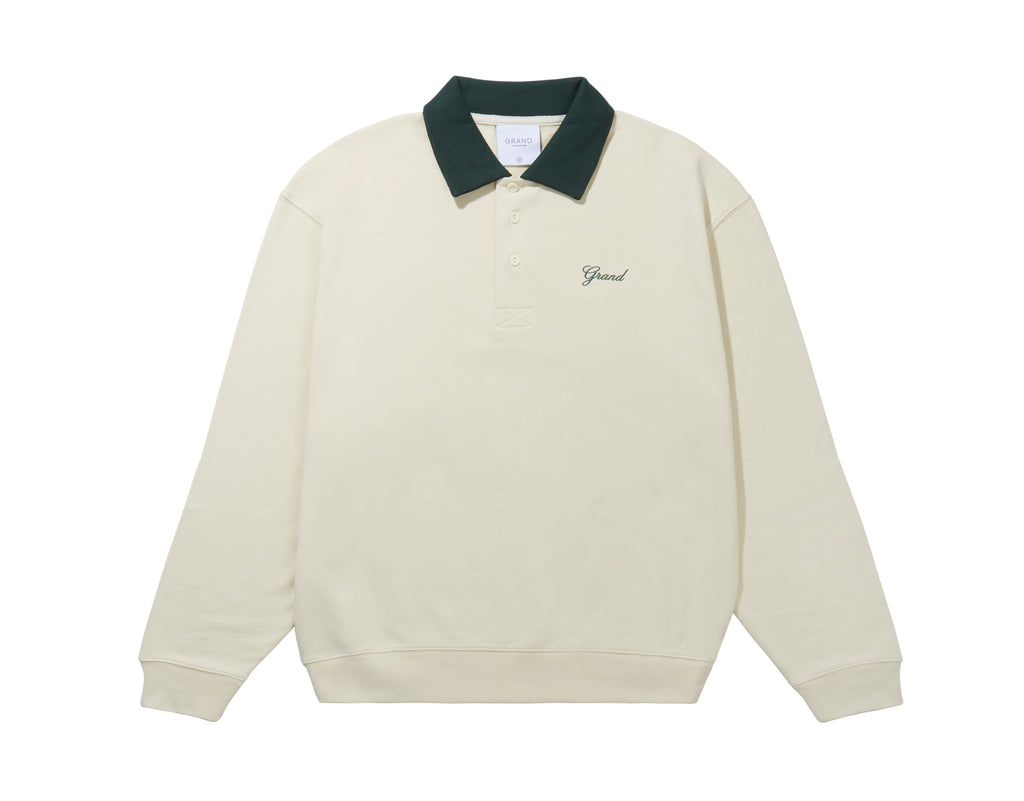 Collared Sweatshirt Cream/Forest Green